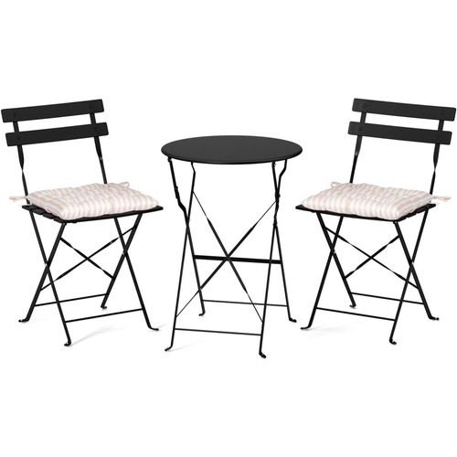 Black steel patio bistro set - patio,