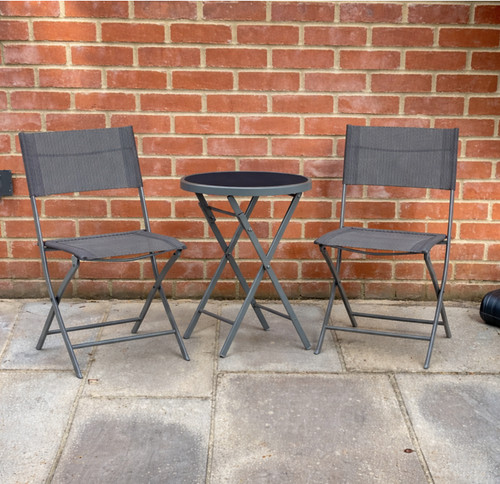 Folding bistro set small grey - folding,